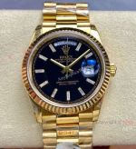8+ Factory Rolex DayDate 36 'Gain Weight' Gold-Black with Baguette markers